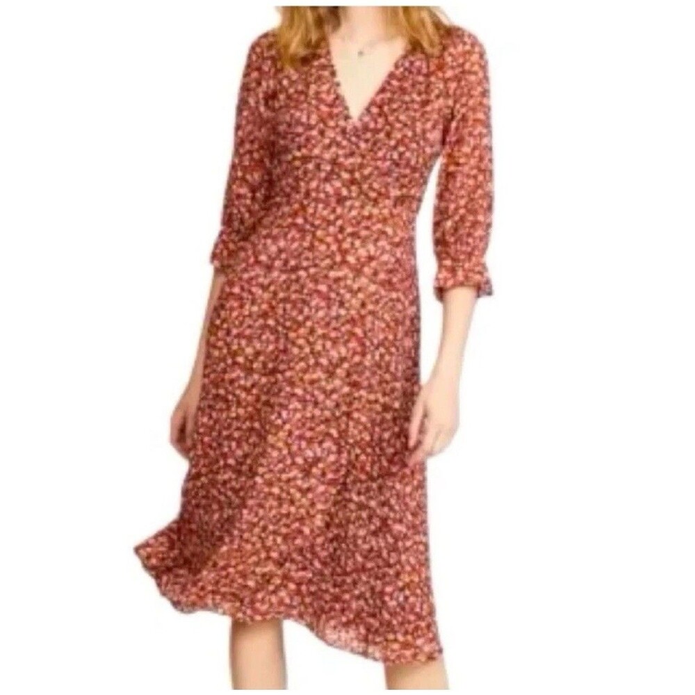 MADEWELL Crossover Midi Dress Clipdot Spring Prairie Floral 00 Excell NWT$68